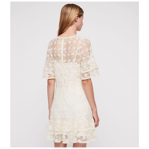 AllSaints Lula Nisha Sheer Embroidered Dress Size 2 - Picture 4 of 12